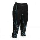 CW-X Women's 3/4 Length Stabilyx Tight Black with Blue Seems